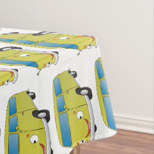 Classic lime green van cartoon tablecloth