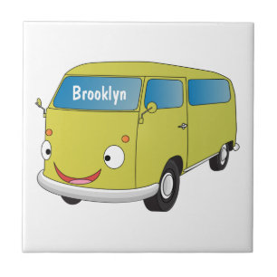 Classic lime green van cartoon tile