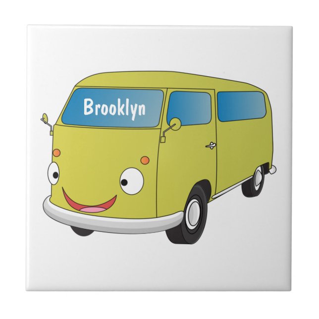 Classic lime green van cartoon tile (Front)