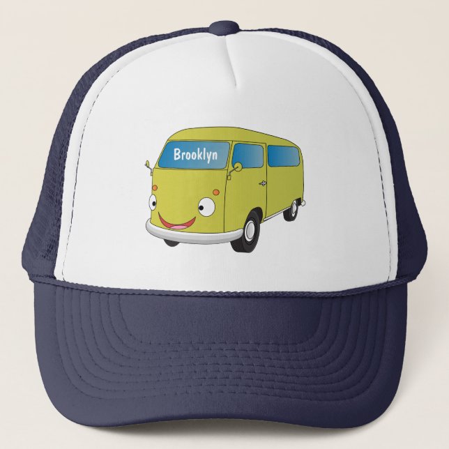 Classic lime green van cartoon  trucker hat (Front)