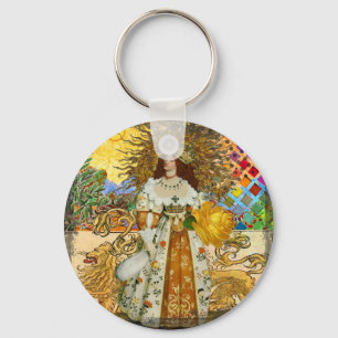 Classic Lion Woman Surreal Art Print Keychain