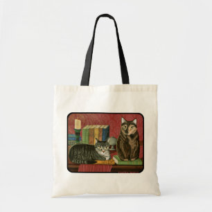 Classic Literary Cats Poe Dickens Stoker Art Bag