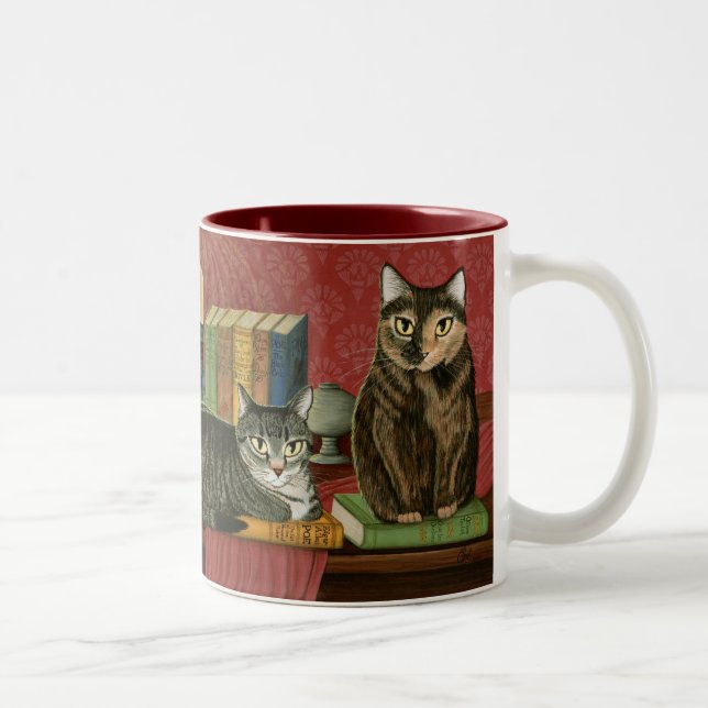 Classic Literary Cats Poe Dickens Stoker Art Mug (Right)