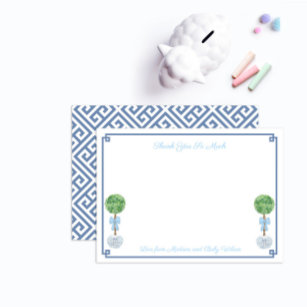 Classic Little Boy Boxwood Topiary Baby Shower Thank You Card