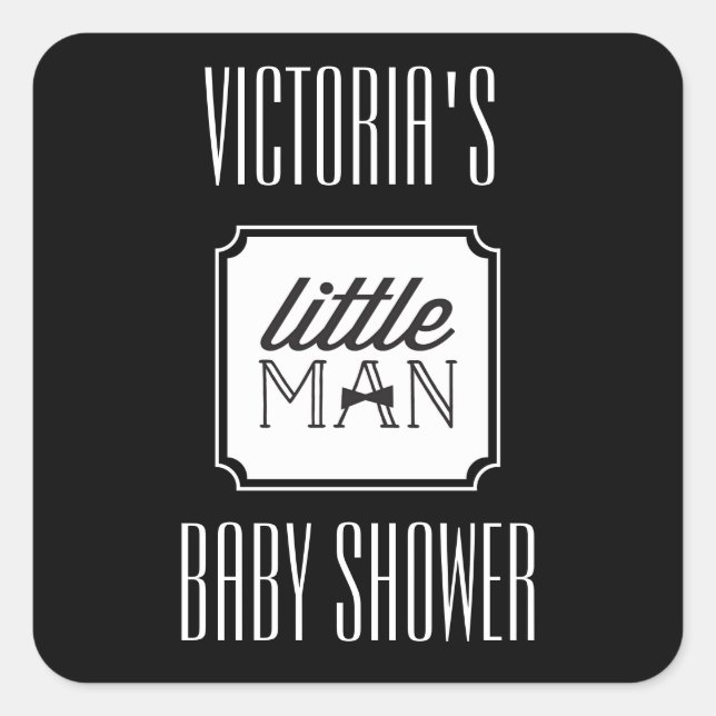 Classic Little Man Bow Tie Couples Boy Baby Shower Square Sticker (Front)