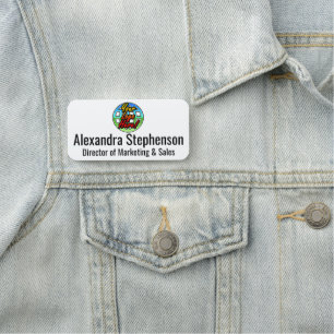 Classic Logo Above Custom Personalized Business Name Tag