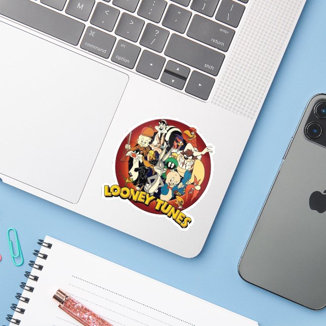 Classic Looney Tunes Squad - Retro Circular Nostal (Laptop w/ iPhone)