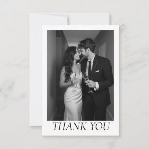Classic Love Heart Elegant Minimal Wedding Photo  Thank You Card