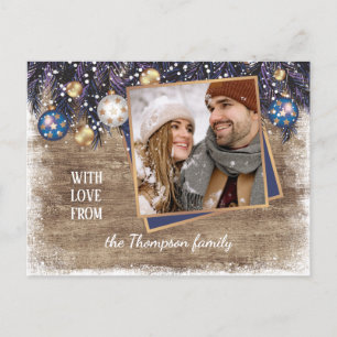 Classic Love Seasons Greetings Woodgrain Pattern Postcard