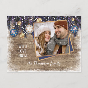 Classic Love Seasons Greetings Woodgrain Pattern Postcard