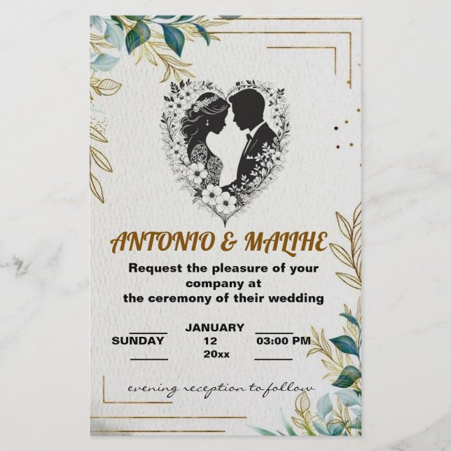 classic love wedding invitation stationery (Front)