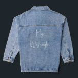 Classic Lovely Script Mrs. Text Denim Jacket<br><div class="desc">Classic Lovely Script Mrs. Text Denim Jacket.  Copyright (c) 2023 Claudine Boerner and its licensors. All rights reserved.</div>