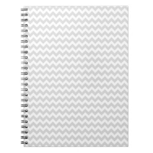 Classic Lt Grey Wht Thin#2 Chevron Zig-Zag Pattern Notebook
