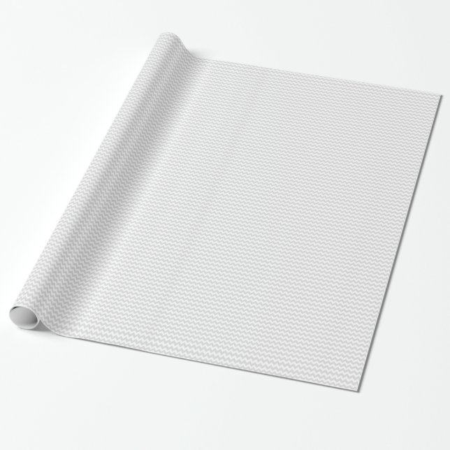 Classic Lt Grey Wht Thin#2 Chevron Zig-Zag Pattern Wrapping Paper (Unrolled)