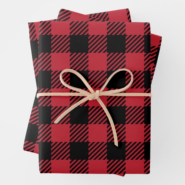 Classic Lumberjack Check Pattern Wrapping Paper Sheet (In situ)