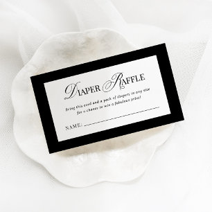 Classic Luxe Black and White Diaper Raffle Enclosure Card