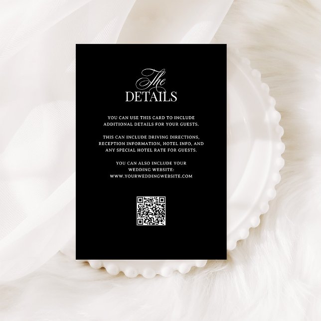 Classic Luxe Black | QR Code Wedding Guest Details Enclosure Card (Creator Uploaded)
