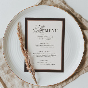 Classic Luxe Brown Neutral Wedding Menu