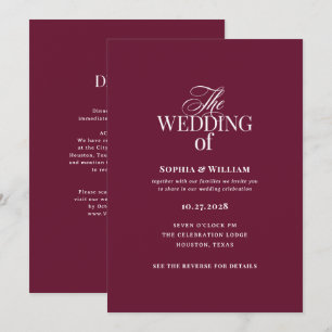 Classic Luxe Burgundy All in One QR Code Wedding Invitation