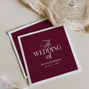 Classic Luxe Elegant Burgundy Red Wedding Napkin