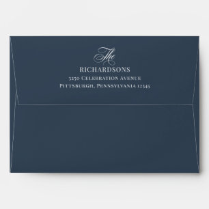 Classic Luxe Elegant Navy Blue Wedding Envelope