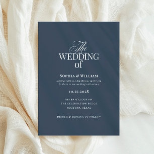Classic Luxe   Elegant Navy Blue Wedding Invitation
