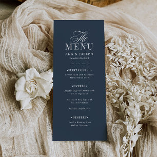 Classic Luxe   Elegant Navy Blue Wedding Menu