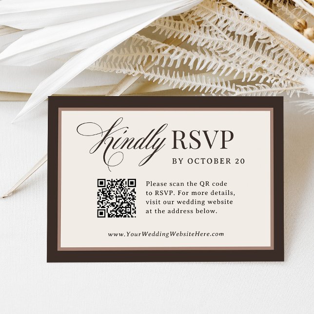 Classic Luxe | Elegant Neutral QR Code Wedding RSVP Card (Creator Uploaded)