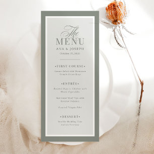 Classic Luxe   Elegant Sage Green Border Wedding Menu