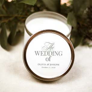 Classic Luxe Elegant White and Sage Green Wedding Round Sticker