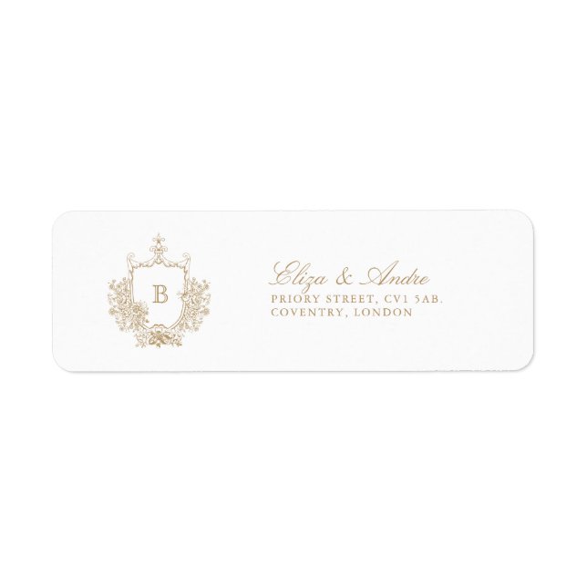 Classic Luxe Gold Monogram Return Address Labels (Front)