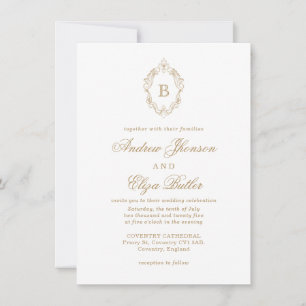 Classic Luxe Gold Monogram Wedding Invitation