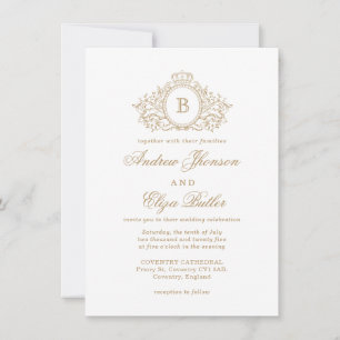 Classic Luxe Gold Monogram Wedding Invitation