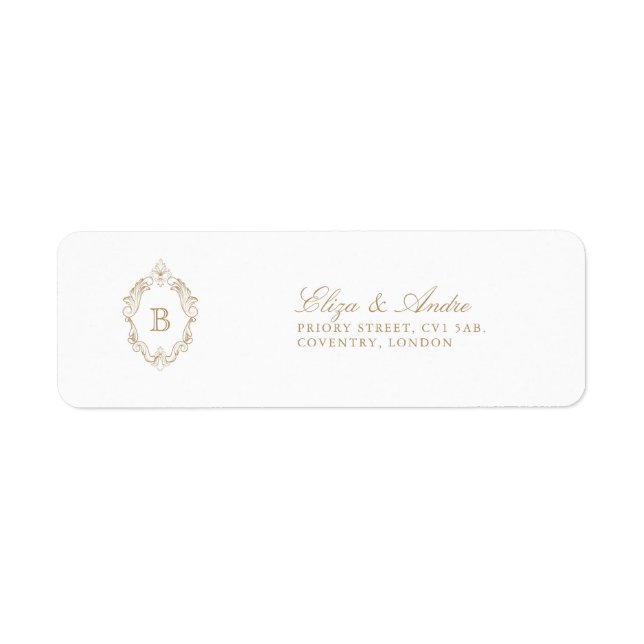 Classic Luxe Gold Monogramme Retourner les étiquet (Devant)