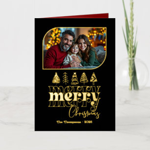 Classic Luxe Hand Drawn Merry Christmas Photo Foil Holiday Card