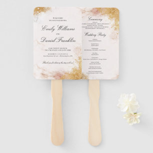 Classic Luxe Marble Wedding Program Fan