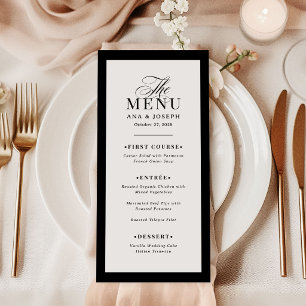 Classic Luxe Modern Black and White Border Wedding Menu