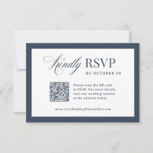 Classic Luxe Navy Blue Scannable QR Code Wedding