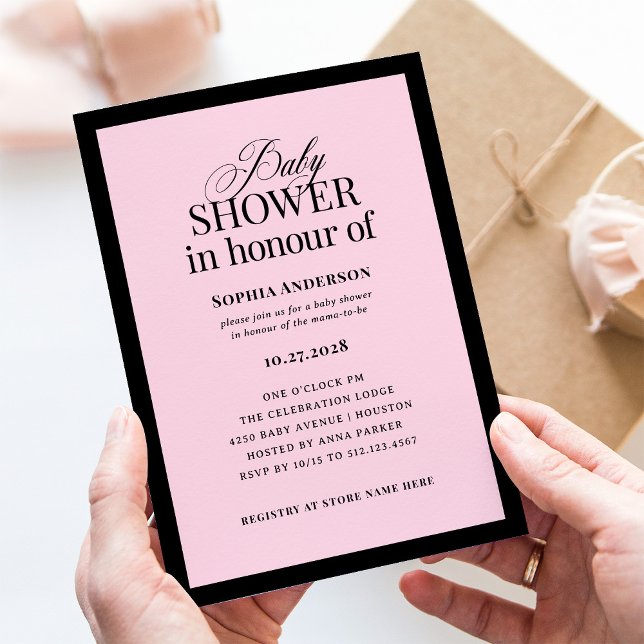 Classic Luxe Pink | BRITISH Spelling Baby Shower Invitation (Creator Uploaded)
