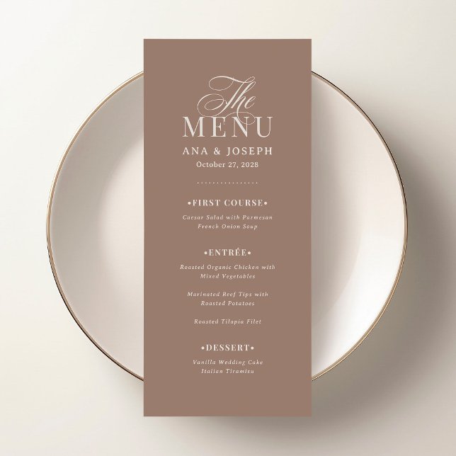 Classic Luxe | Soft Mocha Taupe Wedding Menu (Creator Uploaded)