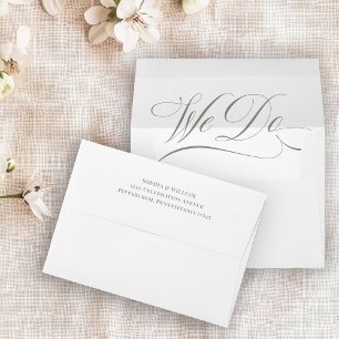 Classic Luxe   White and Sage We Do Calligraphy Envelope