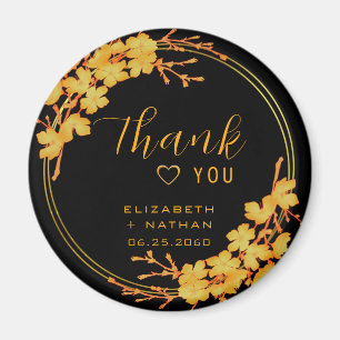 Classic Luxury Black & Gold Wedding Thank You Magnet