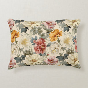 Classic luxury dusty floral garden Watercolor art Accent Pillow