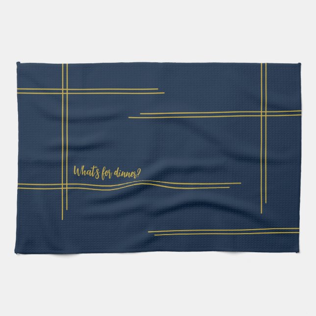  Classic luxury Navy and Gold  Dinner? Kitchen Towel (Horizontal)