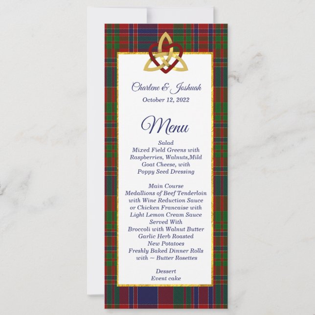 Classic MacDonald Tartan Menu Mariage Invitation (Devant)