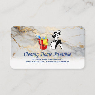 Classic Maid Logo and Cleaner Supplies Business Card