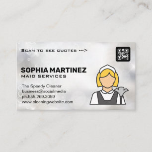 Classic Maid Logo   Qr Code   Cleaners Business Card