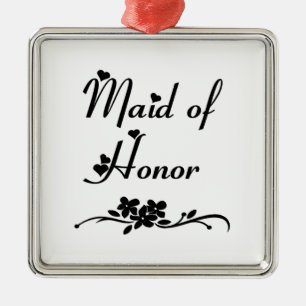 Classic Maid Of Honour Metal Ornament