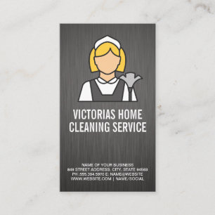 Classic Maid Style Logo   Metallic Background Business Card