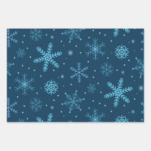 Classic Majestic Christmas Snowflakes on navy blue Wrapping Paper Sheet